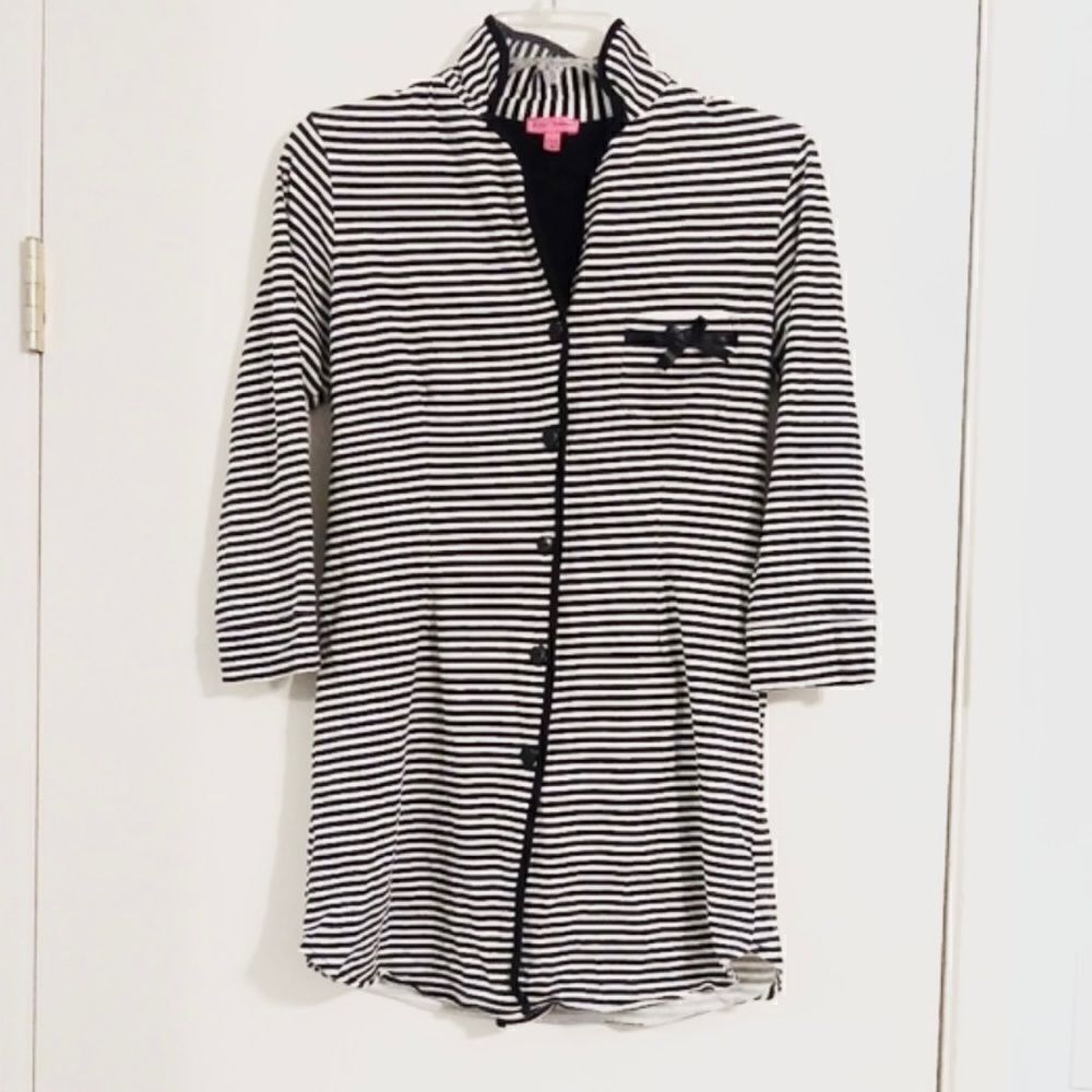 Betsey Johnson Striped Button Up Collared Shirt